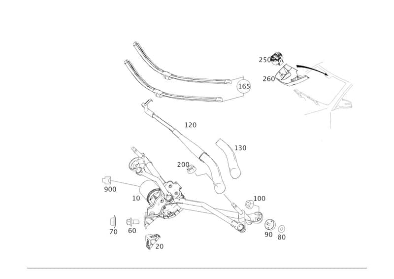 2048201744 Front Windshield Wiper Arm for Mercedes-Benz GLK Models 2010-2015 thumbnail 2