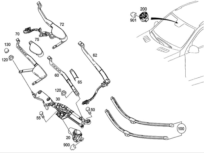 1668200944 Front Windshield Wiper Arm for Mercedes - Benz GLE thumbnail 2
